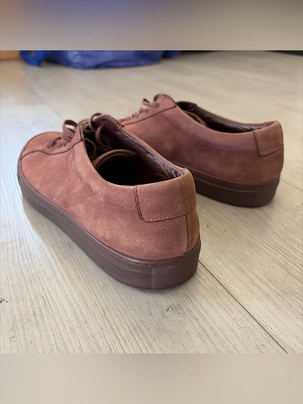 Common Projects Low-Top Suede Sneakers in Wine Red
